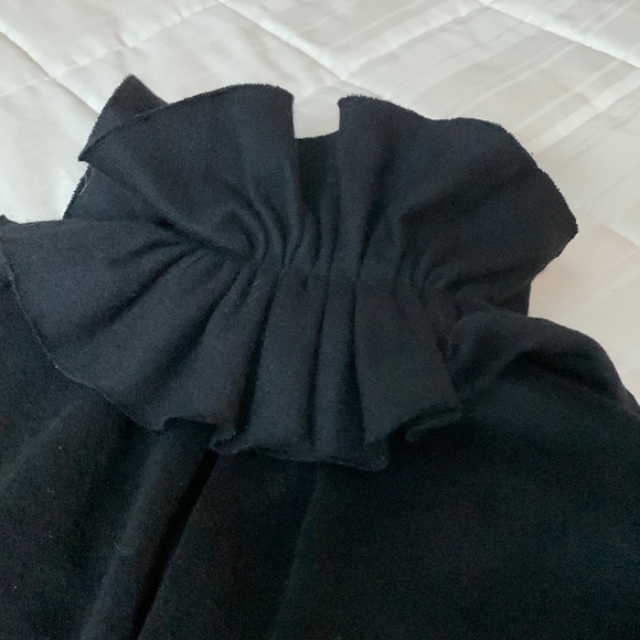 Milly 🖤New York Black Ruffle Collar Crop Cropped Wool Silk Jacket Coat Italy - Picture 14 of 16